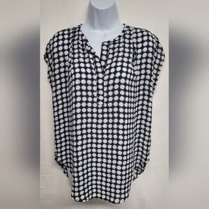 Premise Navy Blue & White Top Business Casual Lightweight S